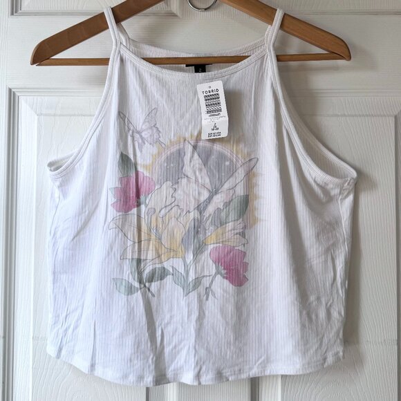 Torrid Floral Butterfly Cropped Tee NWT Size 2(18-20) - Picture 1 of 7